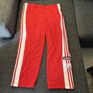 Adidas Adibreak Pants Womens 2X Red Tear Away Track Stripe Plus Size Originals